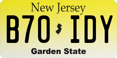 NJ license plate B70IDY