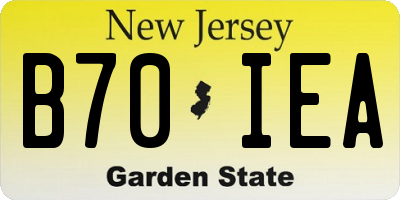 NJ license plate B70IEA
