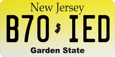 NJ license plate B70IED