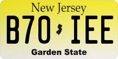 NJ license plate B70IEE