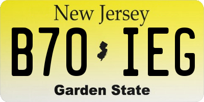 NJ license plate B70IEG