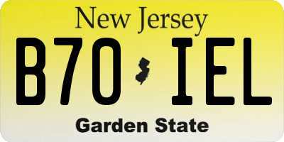 NJ license plate B70IEL