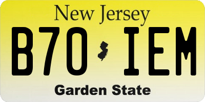 NJ license plate B70IEM