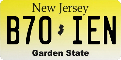 NJ license plate B70IEN