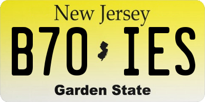NJ license plate B70IES