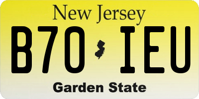 NJ license plate B70IEU
