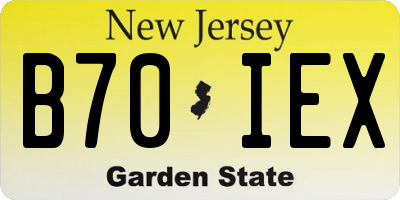 NJ license plate B70IEX