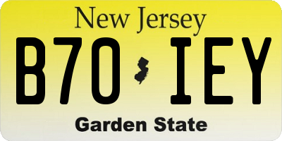 NJ license plate B70IEY