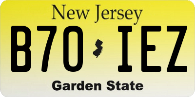 NJ license plate B70IEZ