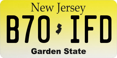 NJ license plate B70IFD