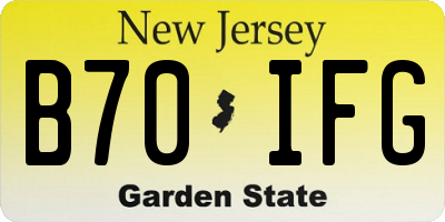 NJ license plate B70IFG