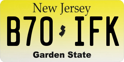 NJ license plate B70IFK