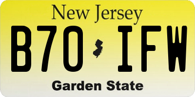 NJ license plate B70IFW