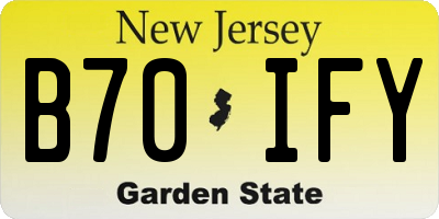 NJ license plate B70IFY
