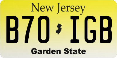 NJ license plate B70IGB