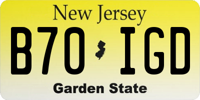 NJ license plate B70IGD