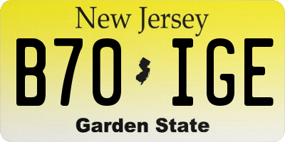 NJ license plate B70IGE