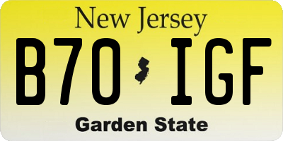 NJ license plate B70IGF
