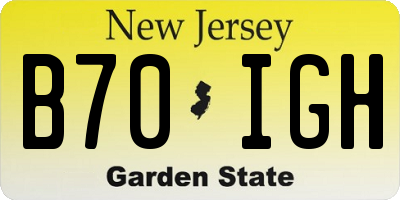 NJ license plate B70IGH
