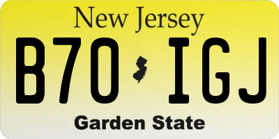 NJ license plate B70IGJ