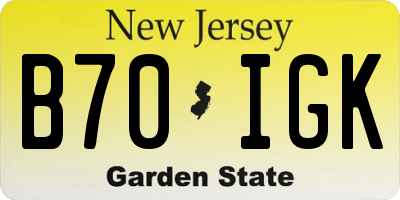 NJ license plate B70IGK