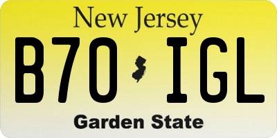 NJ license plate B70IGL