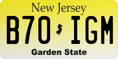 NJ license plate B70IGM