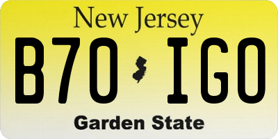 NJ license plate B70IGO