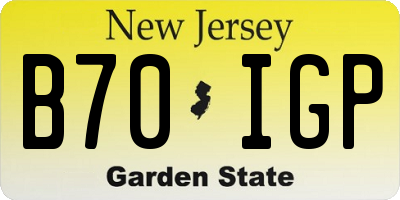NJ license plate B70IGP