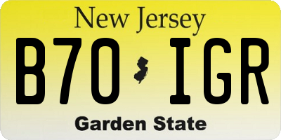 NJ license plate B70IGR