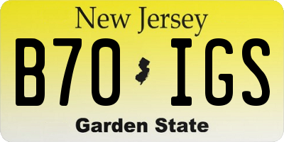 NJ license plate B70IGS