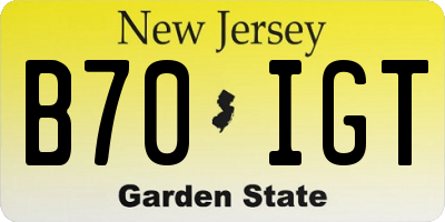 NJ license plate B70IGT