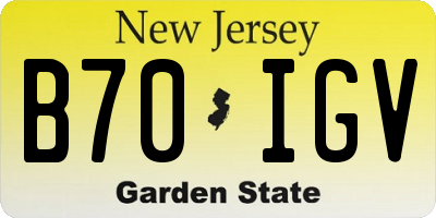 NJ license plate B70IGV