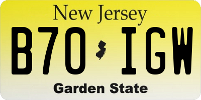 NJ license plate B70IGW
