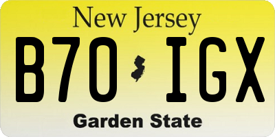NJ license plate B70IGX