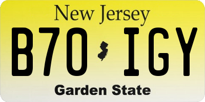 NJ license plate B70IGY