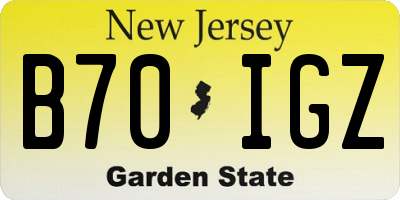 NJ license plate B70IGZ