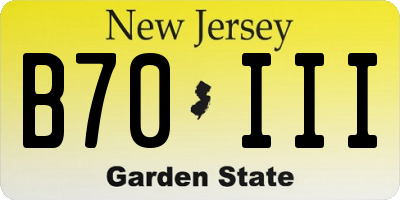 NJ license plate B70III