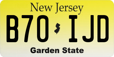 NJ license plate B70IJD