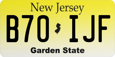 NJ license plate B70IJF