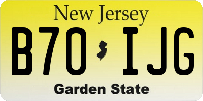 NJ license plate B70IJG