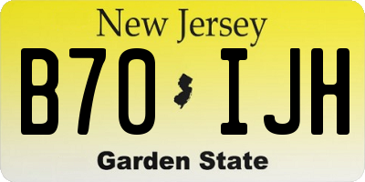 NJ license plate B70IJH