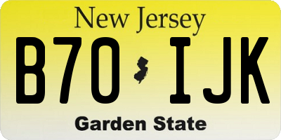 NJ license plate B70IJK
