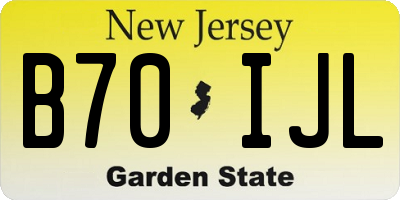 NJ license plate B70IJL