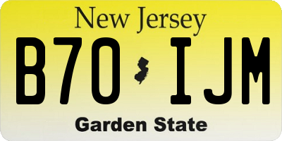 NJ license plate B70IJM