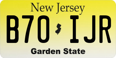 NJ license plate B70IJR