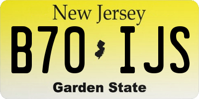 NJ license plate B70IJS