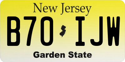 NJ license plate B70IJW