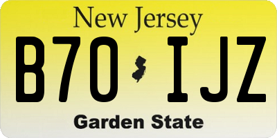 NJ license plate B70IJZ