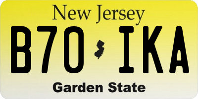 NJ license plate B70IKA